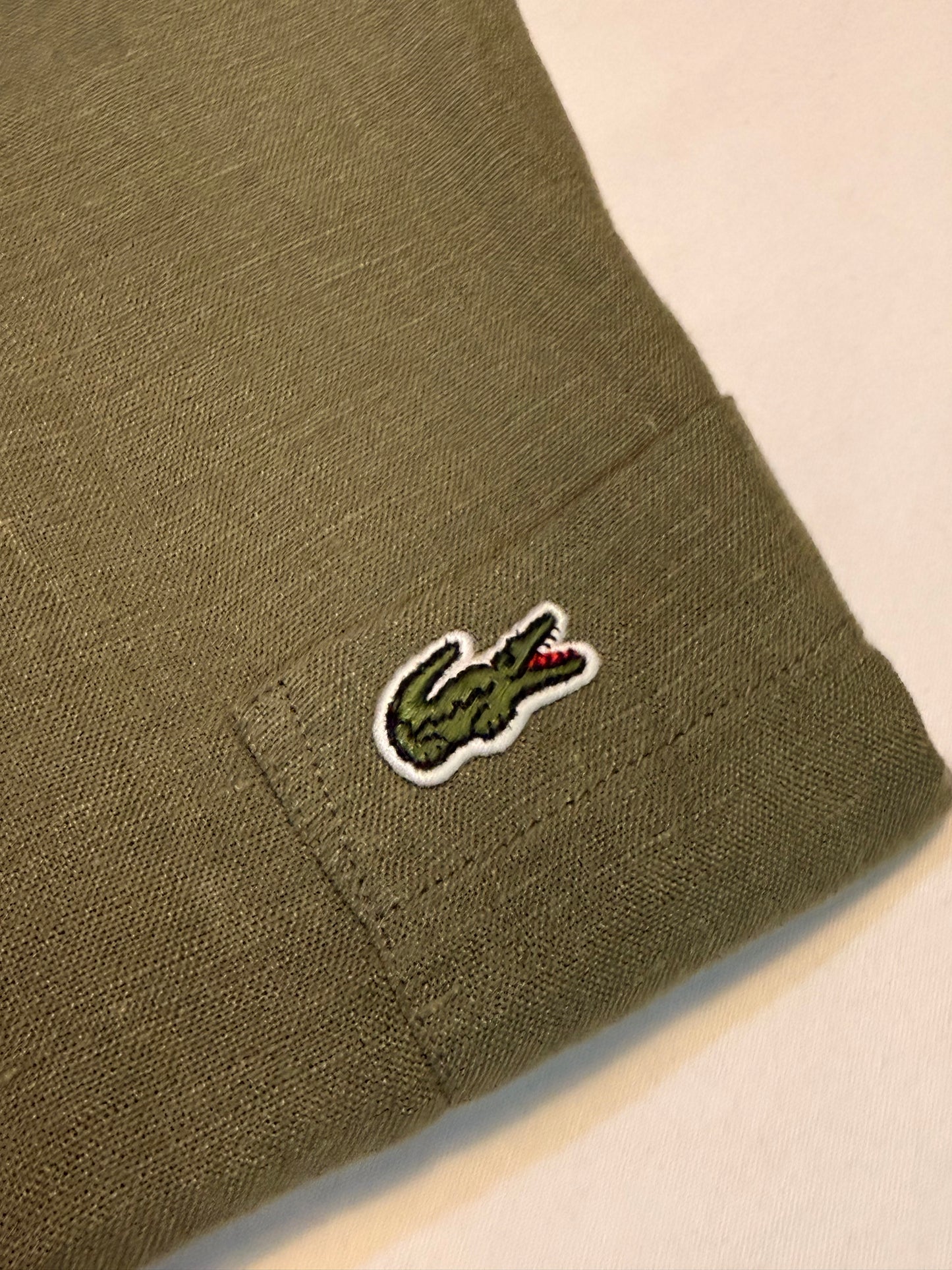 Lacoste Men’s Short Sleeve Linen Shirt Green