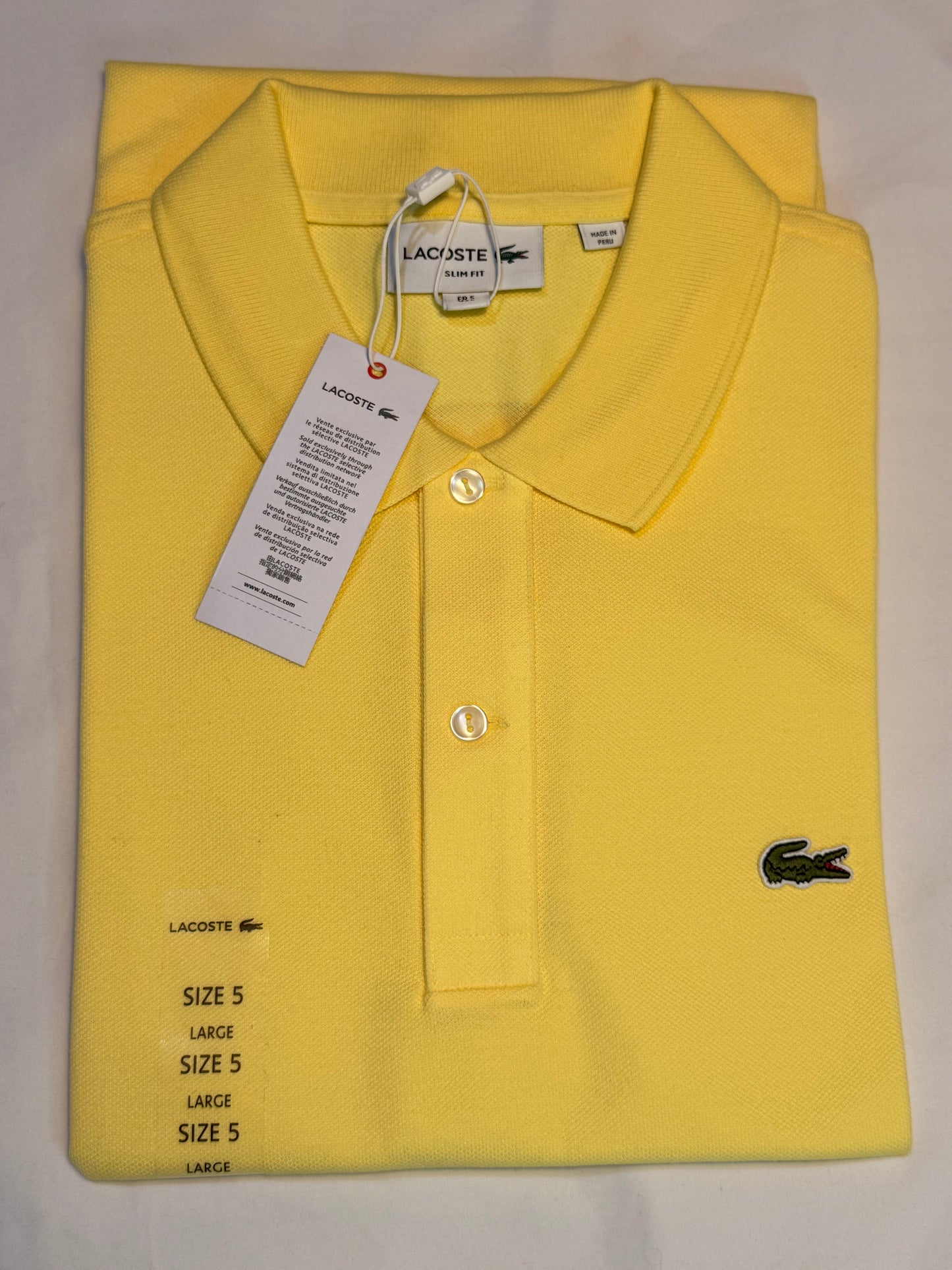 Lacoste Men's Slim Fit L.12.12 Piqué Polo Yellow