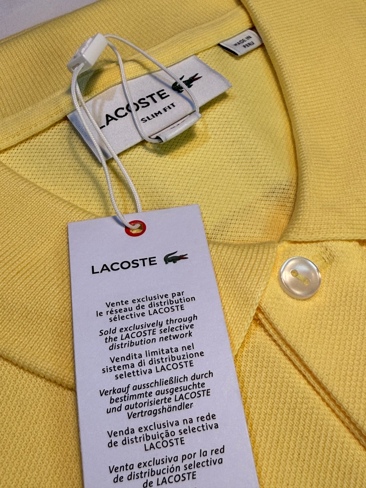 Lacoste Men's Slim Fit L.12.12 Piqué Polo Yellow