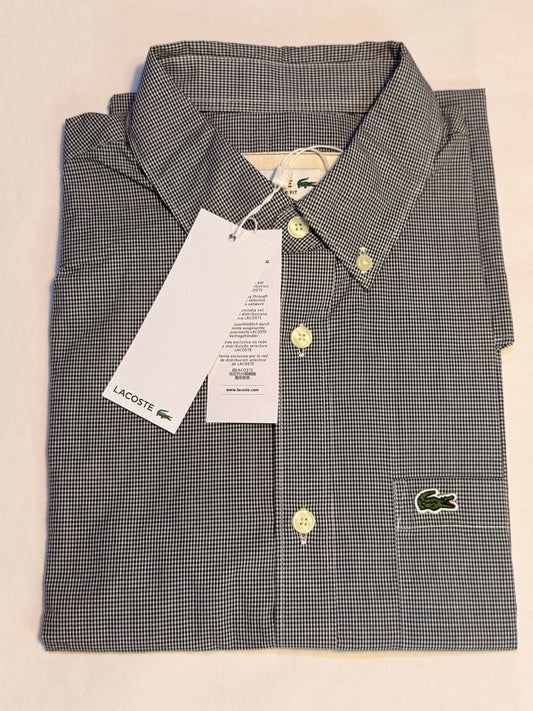 Lacoste Men's Regular Fit Short Sleeve Plaid Shirt Navy Blue