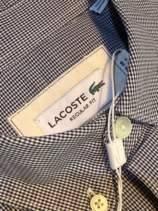 Lacoste Men's Regular Fit Short Sleeve Plaid Shirt Navy Blue