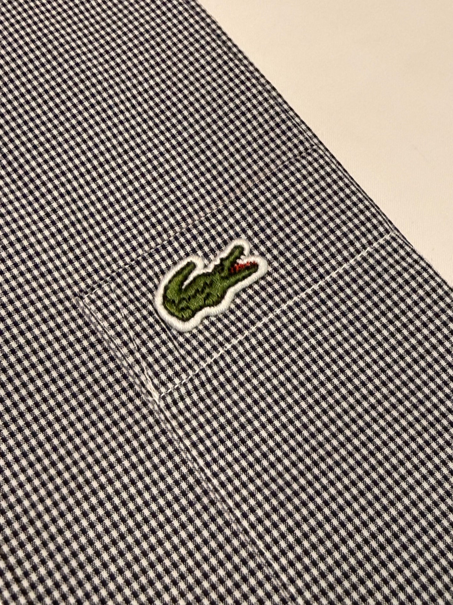 Lacoste Men's Regular Fit Short Sleeve Plaid Shirt Navy Blue