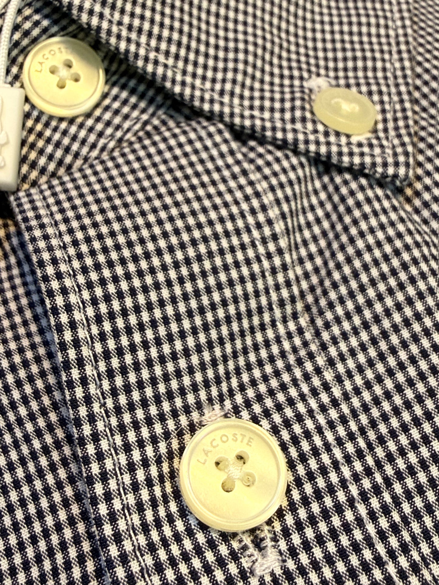 Lacoste Men's Regular Fit Short Sleeve Plaid Shirt Navy Blue