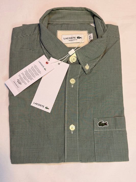 Lacoste Men's Regular Fit Short Sleeve Plaid Shirt Green