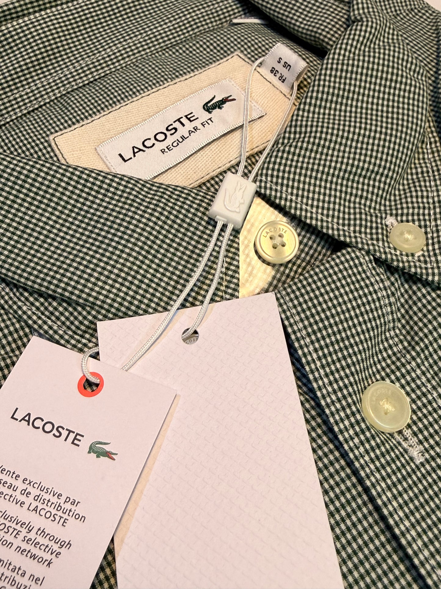 Lacoste Men's Regular Fit Short Sleeve Plaid Shirt Green