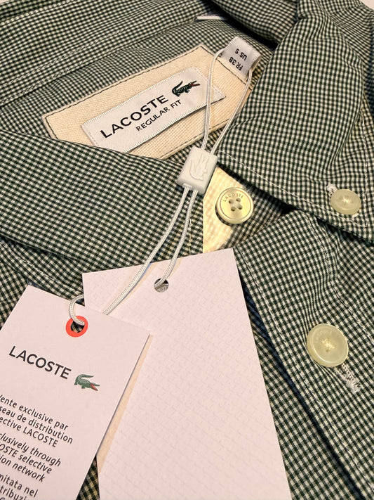 Lacoste Men's Regular Fit Short Sleeve Plaid Shirt Green