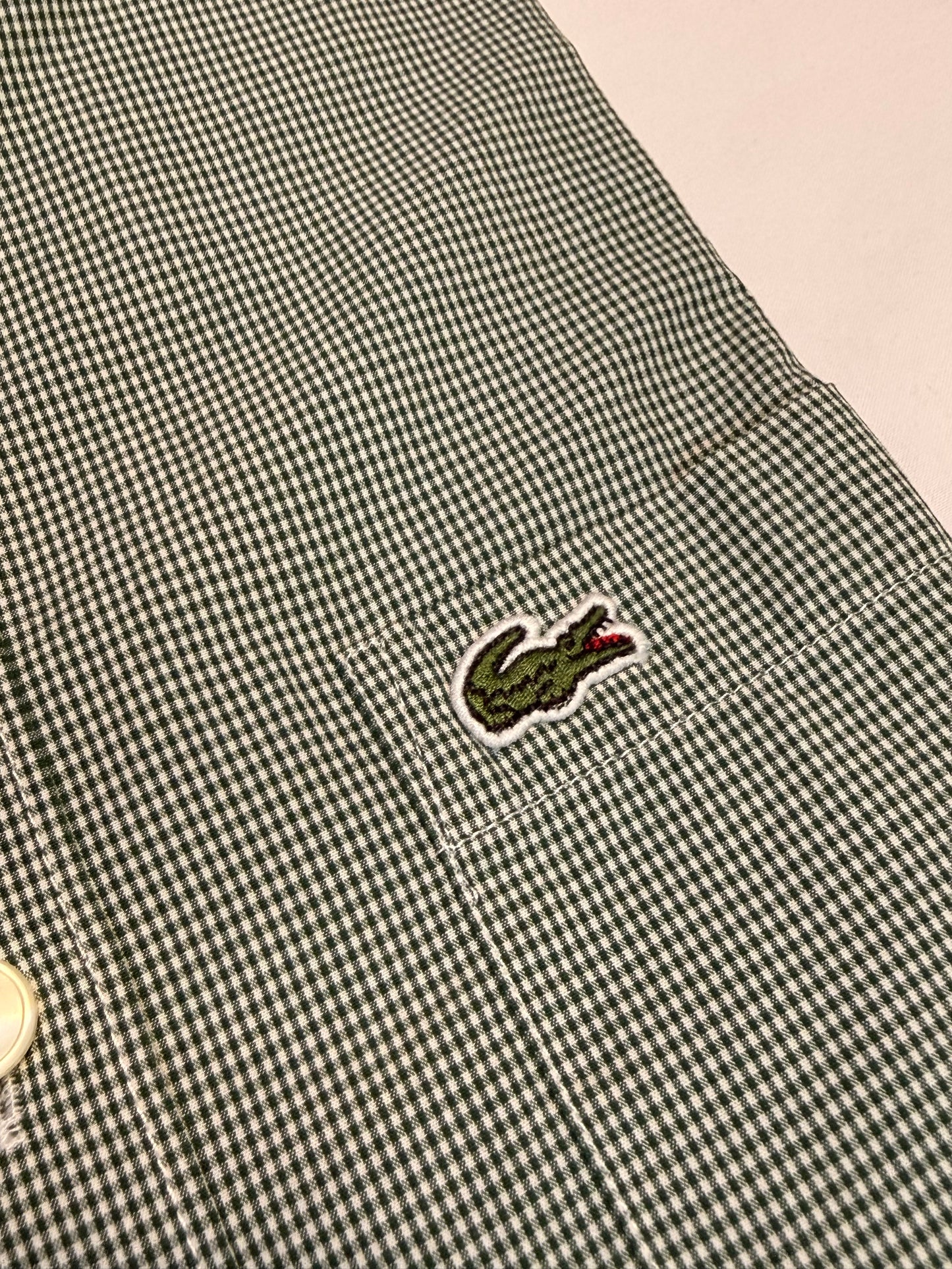 Lacoste Men's Regular Fit Short Sleeve Plaid Shirt Green