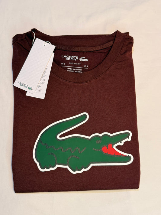 Lacoste Sport Ultra-Dry Croc Print T-Shirt Bordeaux