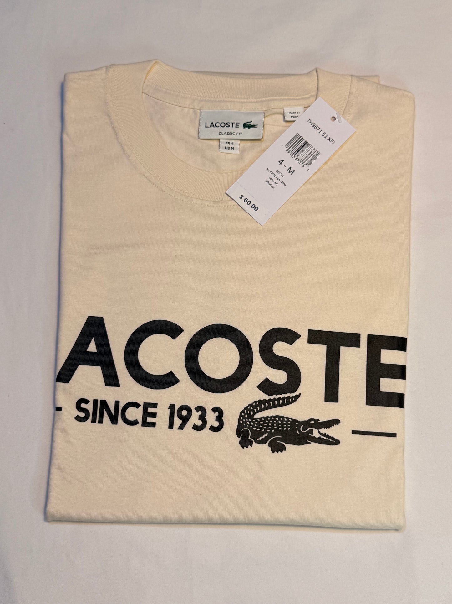 Lacoste Men's Printed Cotton T-Shirt Beige