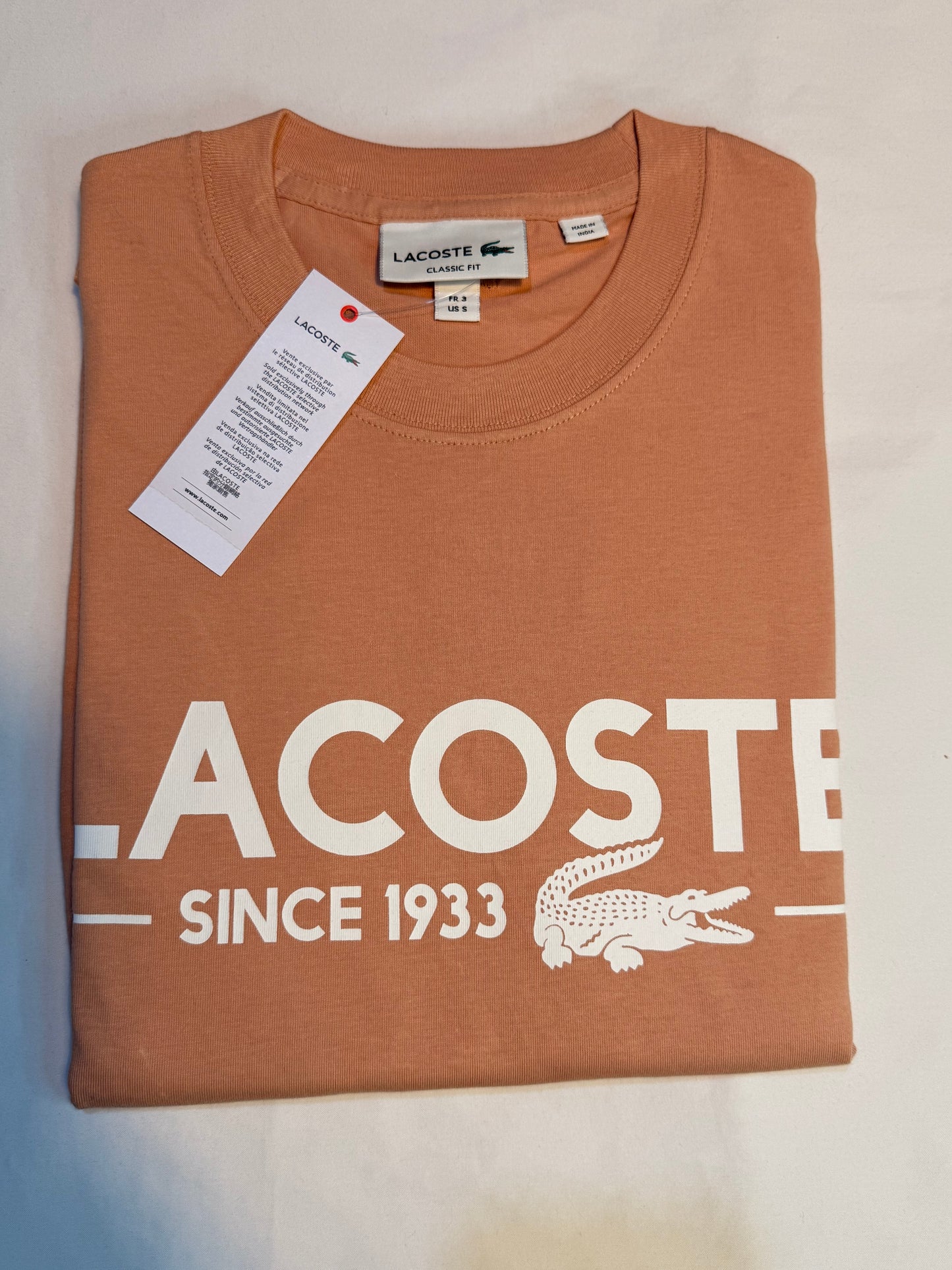 Lacoste Men's Printed Cotton T-Shirt Peach