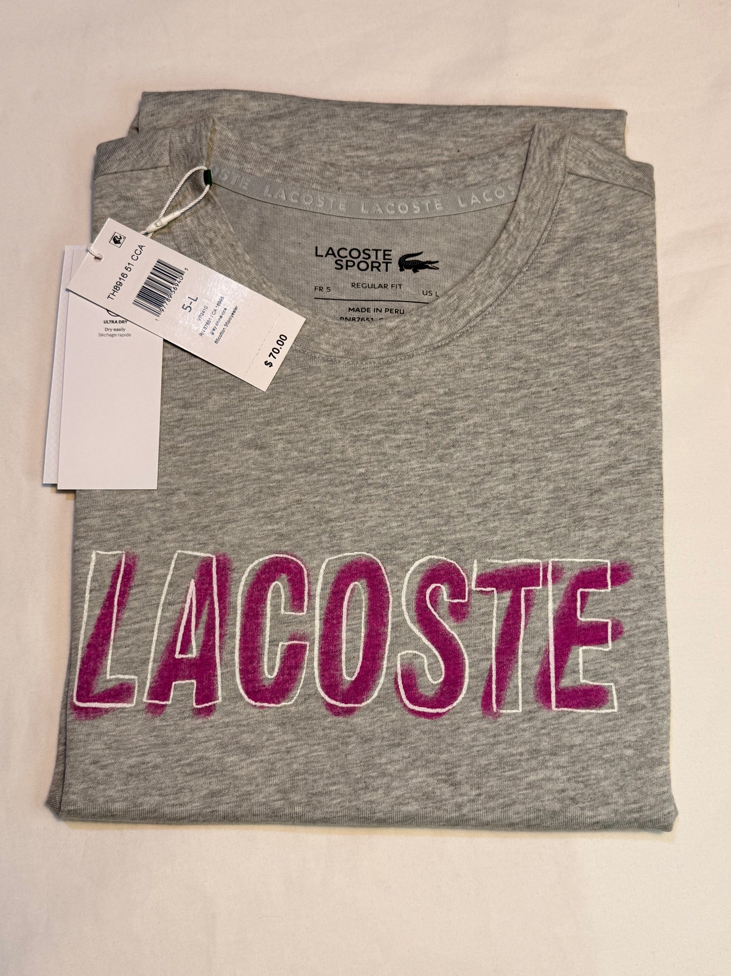 Lacoste Ultra Dry Printed Sport T-Shirt Gray