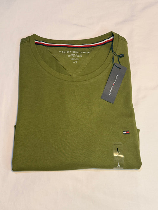Tommy Hilfiger Solid Regular-Fit Cotton T-Shirt Green