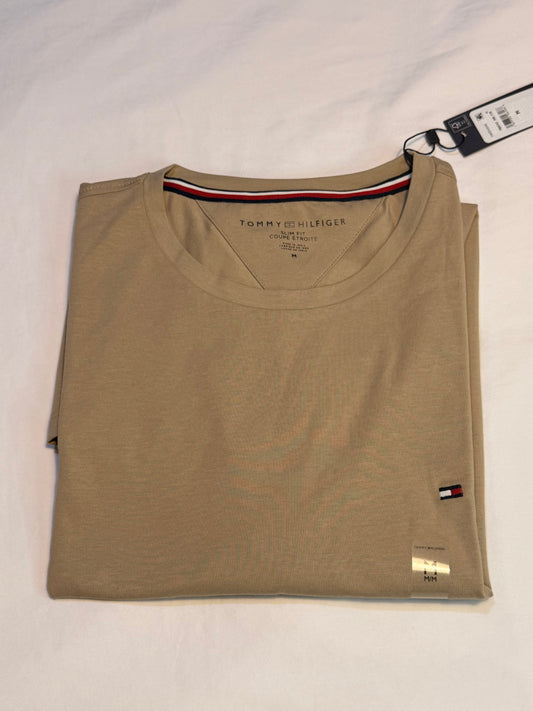 Tommy Hilfiger Solid Regular-Fit Cotton T-Shirt Brown